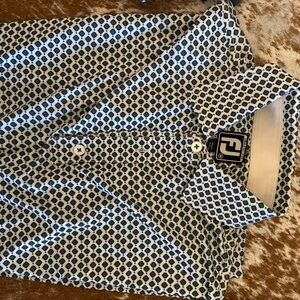 FootJoy Navy and White Patterned Men's Golf polo